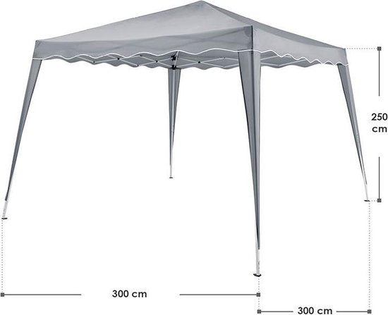 Tente de réception pliable Vivara - 3 x 3m - Gris - Accessoires inclus
