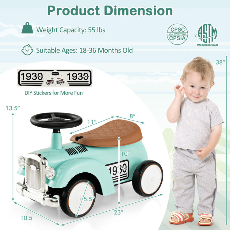 Coast Toy Car - Conduite sécurisée - PP - Max. 25Kg - 58 x 27 x 34 cm - Vert