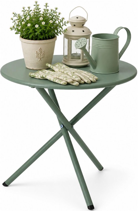 Petite table d'appoint Ambiance Tuin - verte - métal - Diamètre 48 cm - Hauteur 48 cm - ronde - table basse