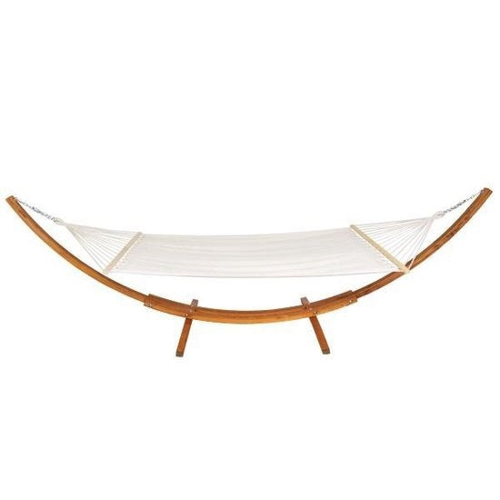tectake® - XXL hamac cadre en bois dur - tapis balançoire inclinable - 415 x 150 x 124 cm - 401995