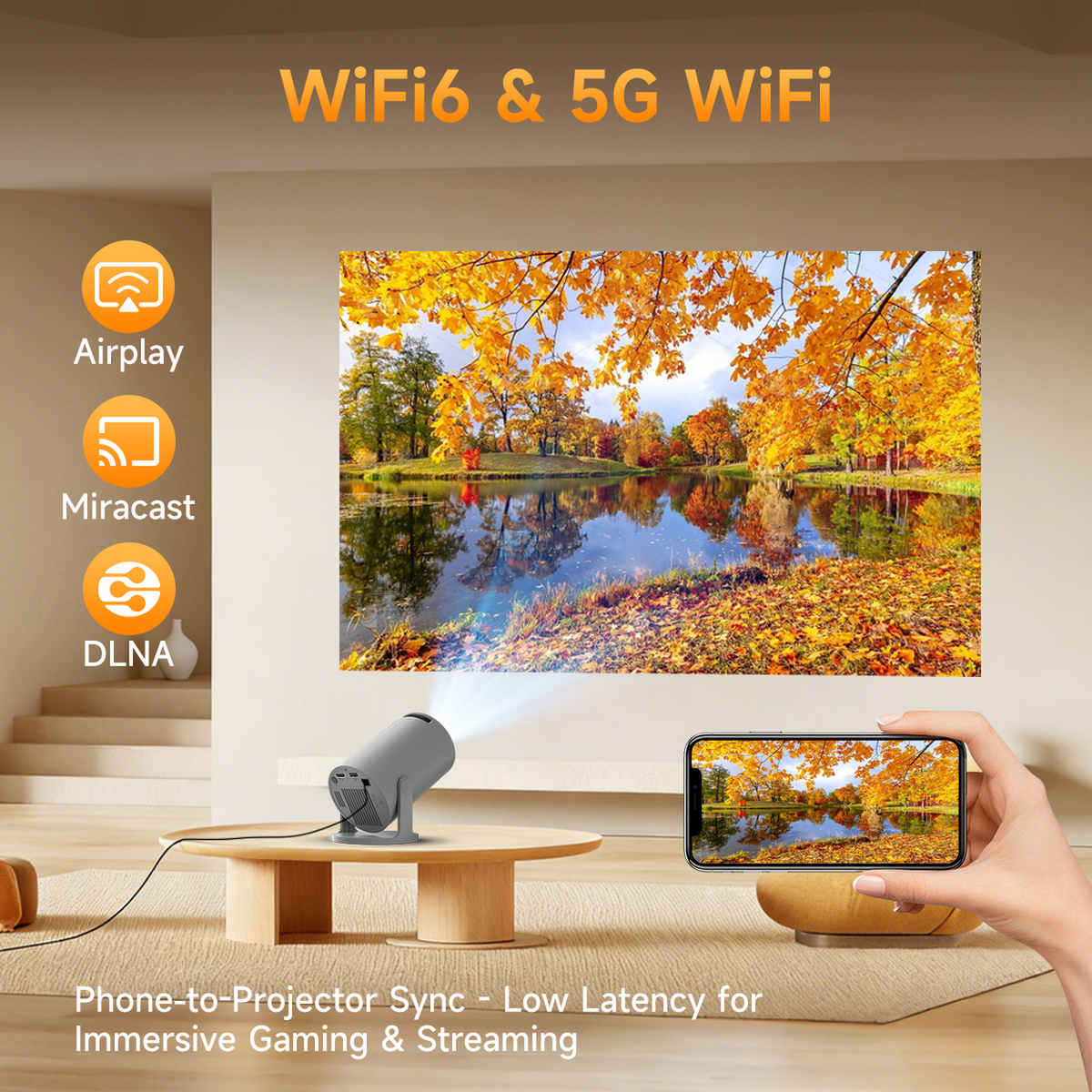 Mini-projecteur Magcubic HY300 Pro avec Wi-Fi 6 et Bluetooth 5.4 - Android 14 - 290 ANSI - Gris