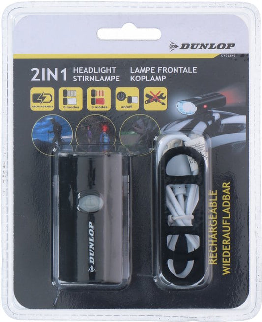 Dunlop Helmet Light - Rechargeable - Lumière rouge/blanche - Câble inclus - Max. 7 heures - Noir -.