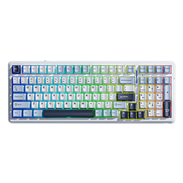 Clavier mécanique sans fil RGB AULA F99 - Bleu clair et gris - 99 touches, mode triple