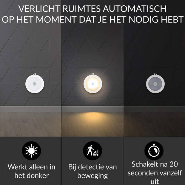 Iqonic - 3 Pack Lampe à Led sans fil - Blanc chaud - 8x8x1.7 cm