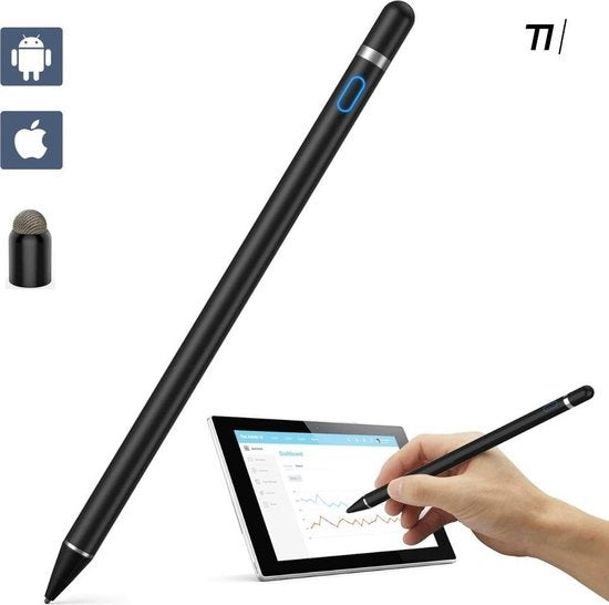 Stylet - Tikkens - 2 en - Stylo tablette - Stylet pour tablette, téléphones - Compatible Apple et Android - Noir