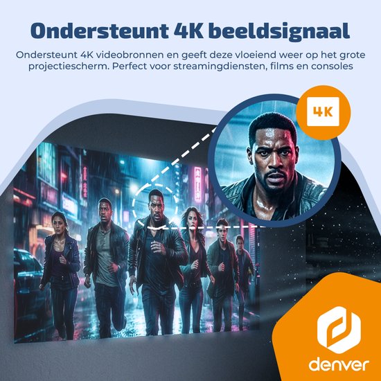 Denver Beamer - 4K 3840 x 2160 p - 400 lumens ANSI - Projecteur - Home cinéma - HDMI - USB-C - PR4300