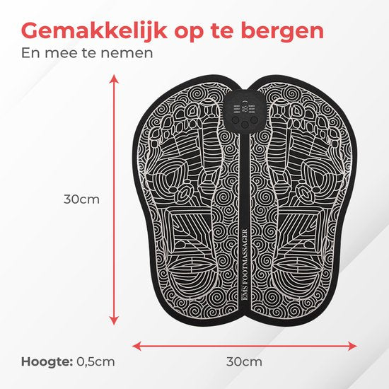Nuvance - Appareil de massage des pieds avec écran - Tapis de massage EMS - Stimule la circulation - Appareils de massage - Sans fil - 54 positions - Noir