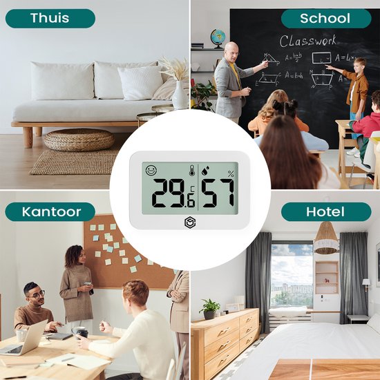 Ease Electronicz Hygromètre & Thermomètre - Station météo - Humidimètre - Thermomètre d'intérieur - Pile et bande adhésive incluses
