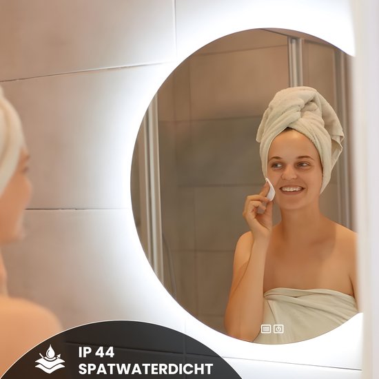 Bayt Miroir de salle de bain - Miroir de salle de bain avec éclairage - Miroir rond 60ø cm - Miroir de salle de bain avec chauffage - Miroir mural - Dimmable - Anti-buée