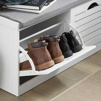Armoire à chaussures SoBuy avec coussin d'assise - 2 volets - 94 x 30 x 47 cm - Blanc