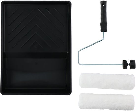 STANLEY Paint Roller Set - 2 rouleaux en polyester - 230 mm - 1 bac à peinture - 1 support avec bouchon