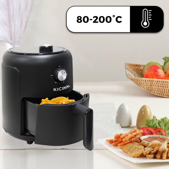 Kicinn Airfryer - Airfryer XL - Friteuse à air chaud - 3 litres - 1000 Watt - Noir