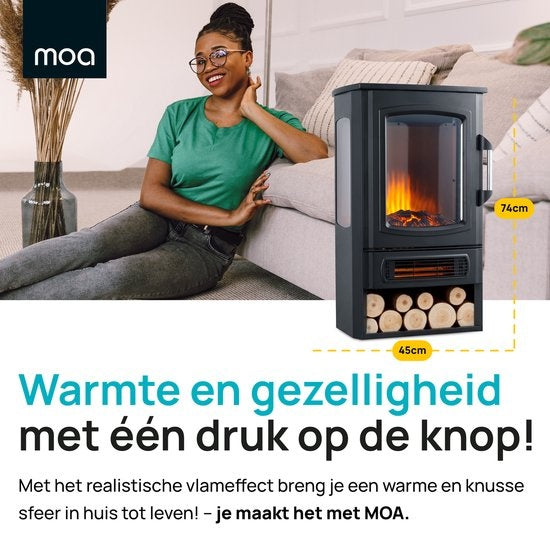 MOA Poêle électrique - Cheminée d'ambiance - Emplacement pour bois décoratif - EFS183C