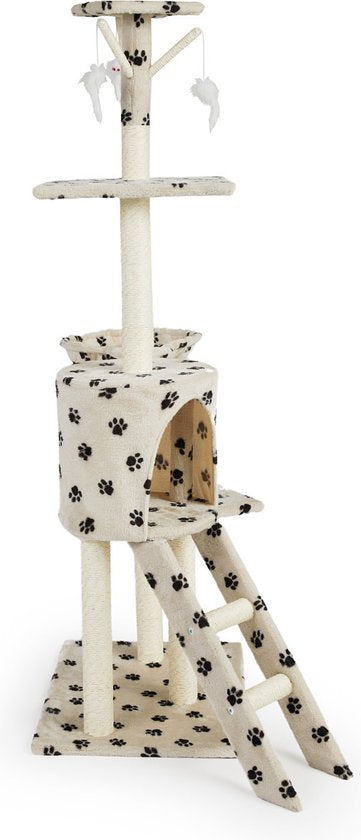 Lifa Living griffoir - Arbre à chat - Griffoir pour chat - 42x60x138.5 cm - crème/noir
