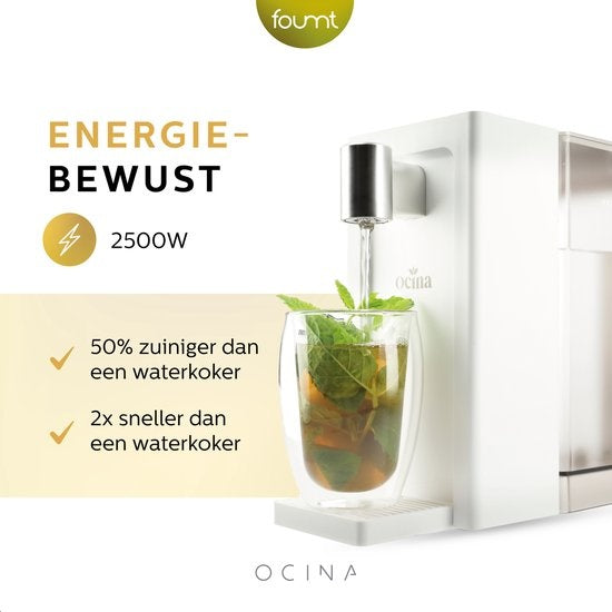 Distributeur d'eau chaude - Ocina - affichage numérique - Bouilloire instantanée de luxe - 3 litres - Blanc
