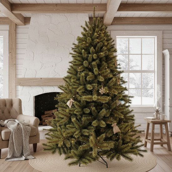 Sapin de Noël Triumph Tree Forest Frosted H 155 cm - Décoration de Noël d'intérieur avec des aiguilles givrées - Sapin artificiel rond avec structure emboîtable et système de fixation par clic - Ø 119 cm - Vert