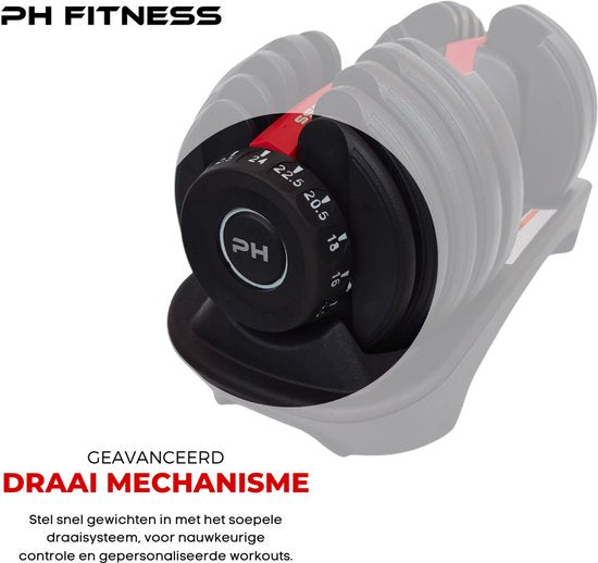 Ensemble d'haltères réglables DH FitLife 2026 - de 2,5 à 25 kg - 18 positions de poids