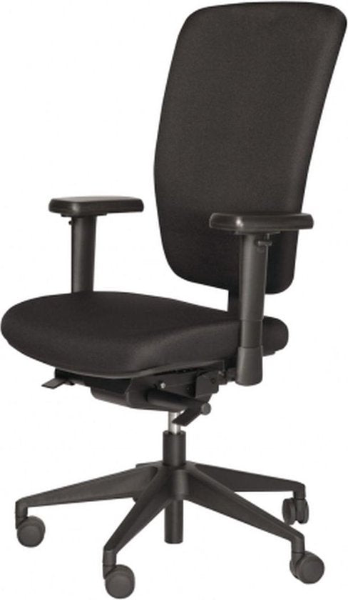 Chaise de bureau - 1813-NPR, piètement réglable, assise et dossier en tissu noir/noir