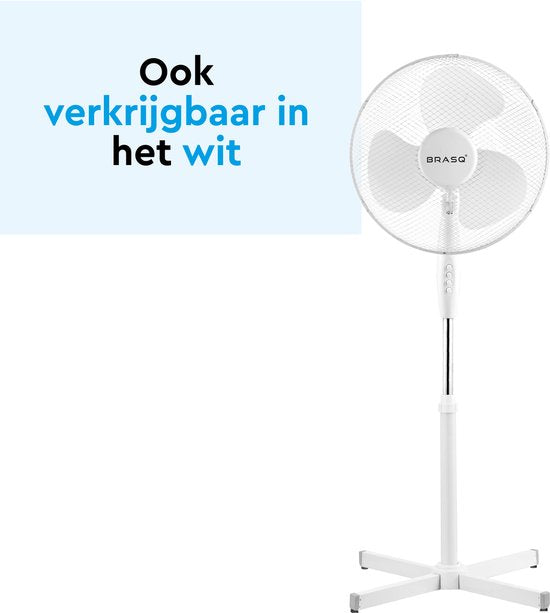 BRASQ Ventilateur trépied - 40 cm - Noir - Réglable en hauteur - 3 vitesses - 40 watts