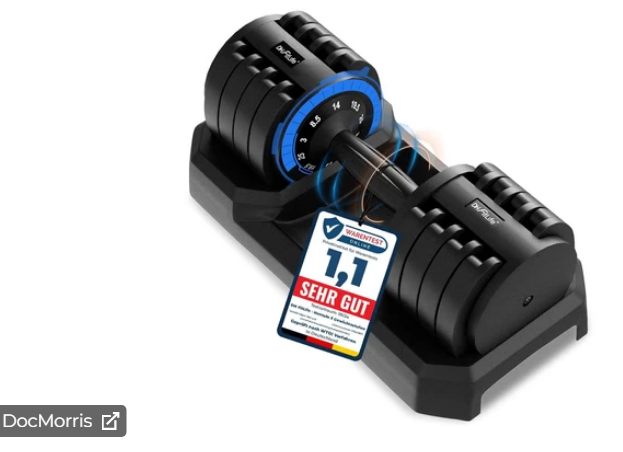 DH FitLife Licol réglable 10 en 1 - 4-25 kg - Noir - Fonte - Design compact
