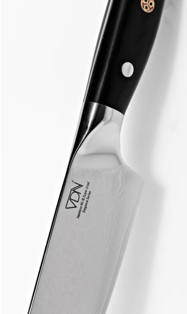 Couteau de chef VDN Elegance Damask 21 cm - manche noir, acier inoxydable