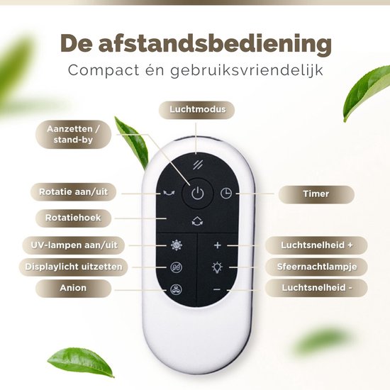 Vibrix Design Purificateur d'air Living Room avec app - 50 m² - Filtre HEPA - Ioniseur - Filtre à air - Purificateur d'air - Air Cleaner - AURAFLOW - CADR 275 m3/h - Télécommande