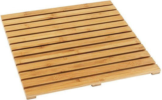 WENKO Tapis de douche 50 x 50 cm en bambou - Bois certifié FSC - Tapis de bain d'intérieur et d'extérieur - Tapis de douche