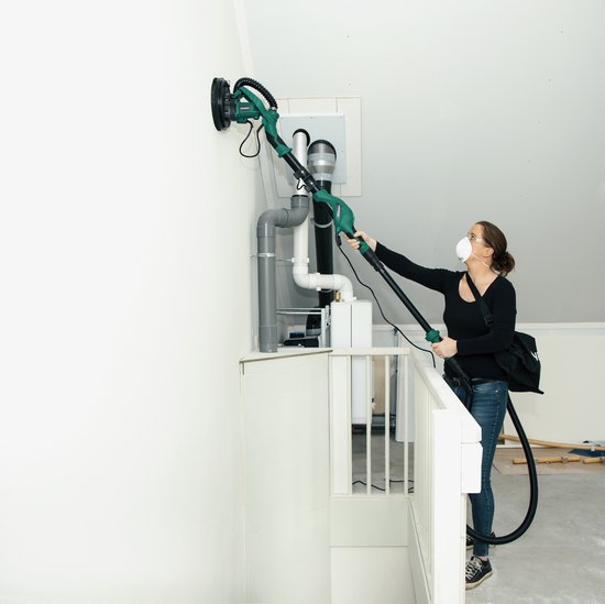 VONROC Ponceuse de plafond télescopique - 1050W - Ø225MM - Idéale pour les plafonds et les murs