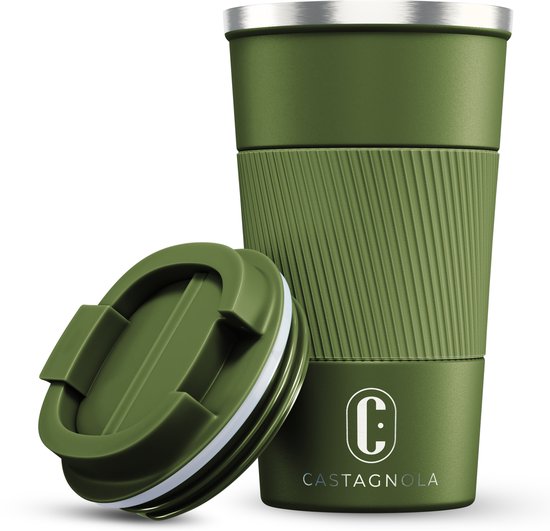 Mug isotherme Castagnola - Mug à café à emporter - Mug de voyage pour café et thé - Mug à thé - 510 ml - Acier inoxydable - Vert