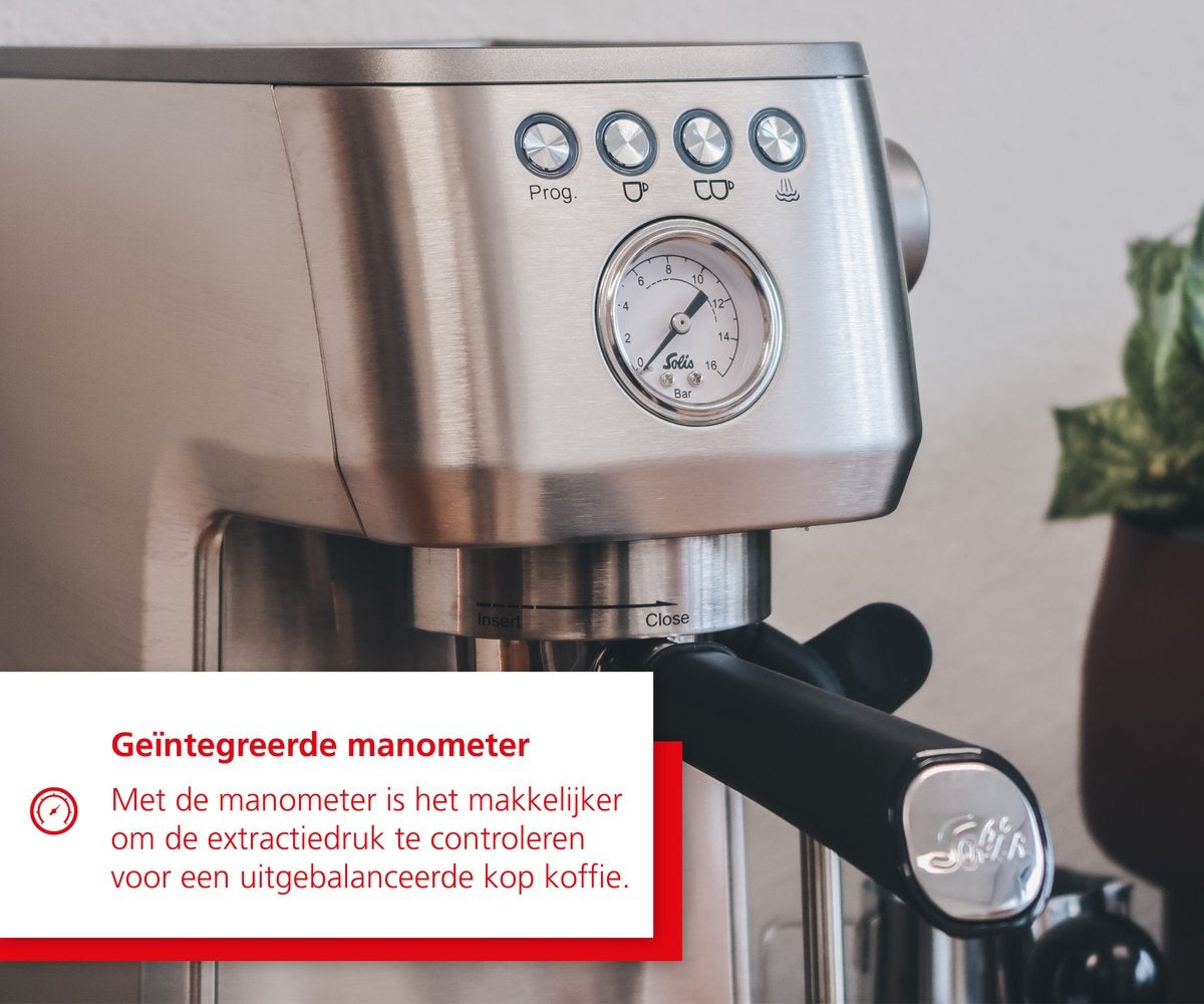 Solis Barista Perfetta Plus 1170 V2 - Machine à espresso à piston 1700W - Espresso et Cappuccino - Argenté