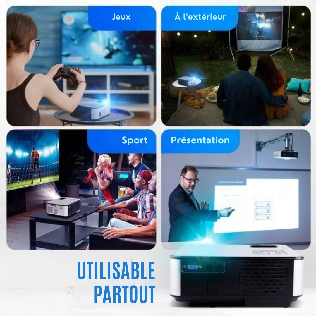 Vidéo-projecteur Strex - WiFi - 7000 lumens - 22 x 16 x 8,7 cm - Noir