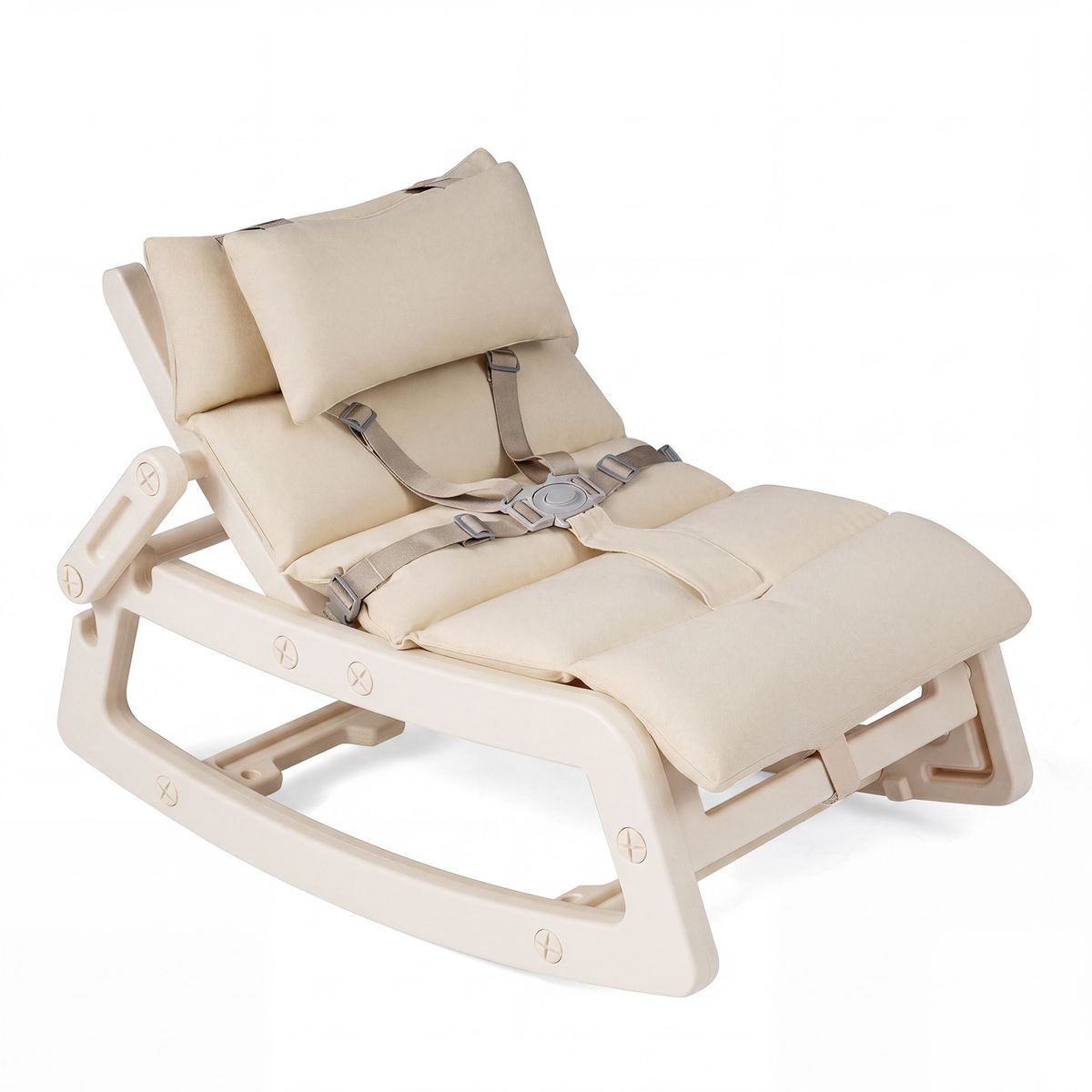 Fauteuil à bascule Coast 2-en-1 pour enfants - dossier réglable - coussin d'assise lavable - beige