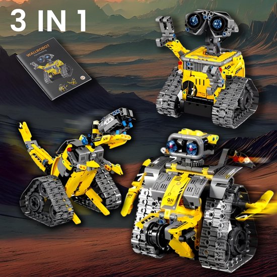 Qualitá® 3 in 1 Robot Construction Kit - Jaune - Jouets Robot pour Enfants - Interactif - STEM & Educational Toys - De 7 à 9 ans - Garçons - Programmable & Contrôlable