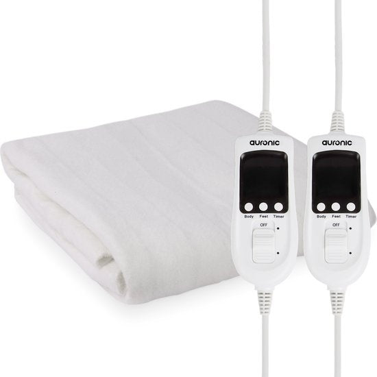 Couverture chauffante Auronic - Zone de pieds réglable - 9 niveaux - 160x150cm - Blanc