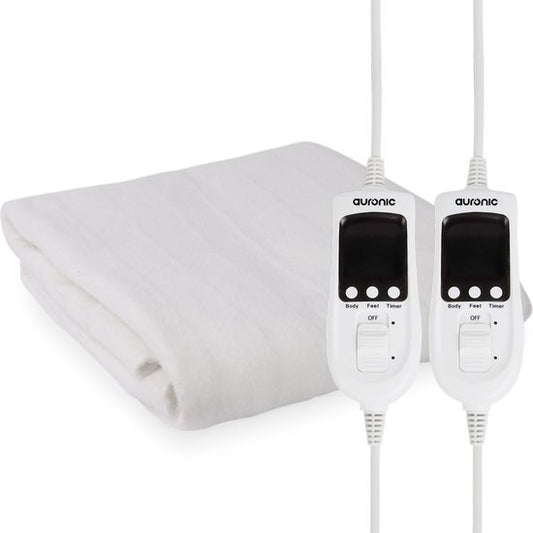 Couverture chauffante Auronic - Zone de pieds réglable - 9 niveaux - 160x150cm - Blanc