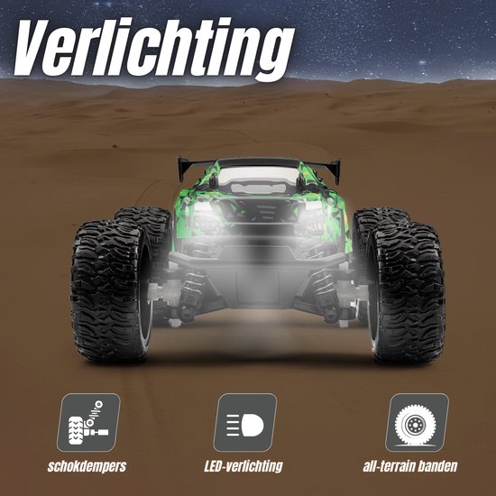 Voiture télécommandée Vertrex Outlander - Jouet de course télécommandé - Adultes et garçons - pour l'extérieur - Radiographique télécommandable - Vert