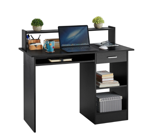 Yaheetech Bureau avec tiroir - Noir - 106 x 50 x 94 cm - Bureau d'ordinateur avec compartiment de rangement