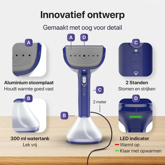 Défroisseur à linge - LUMAN G2 - Défroisseur à main pour vêtements et meubles - Défroisseur - 300ml - Bleu