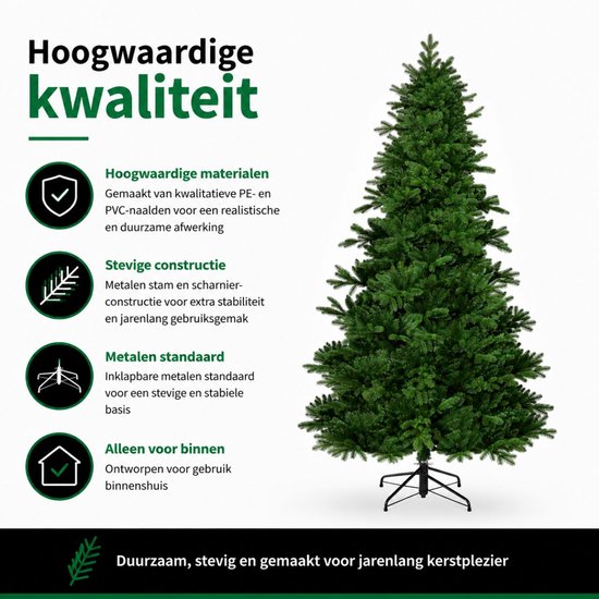 Black Box Trees Brampton Boom - Sapin de Noël à la forme naturelle - Décoration de Noël pour le salon et le bureau - Sapin artificiel avec des aiguilles en PE - Hauteur 230 x diamètre 147 cm - Vert
