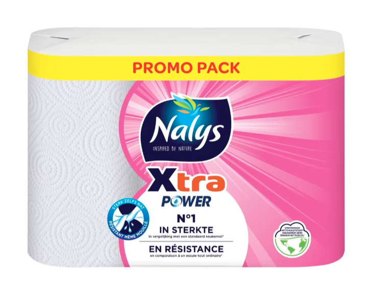 Nalys Xtra Power Kitchen Paper White - 6 rouleaux - 3 couches - Extra fort et absorbant