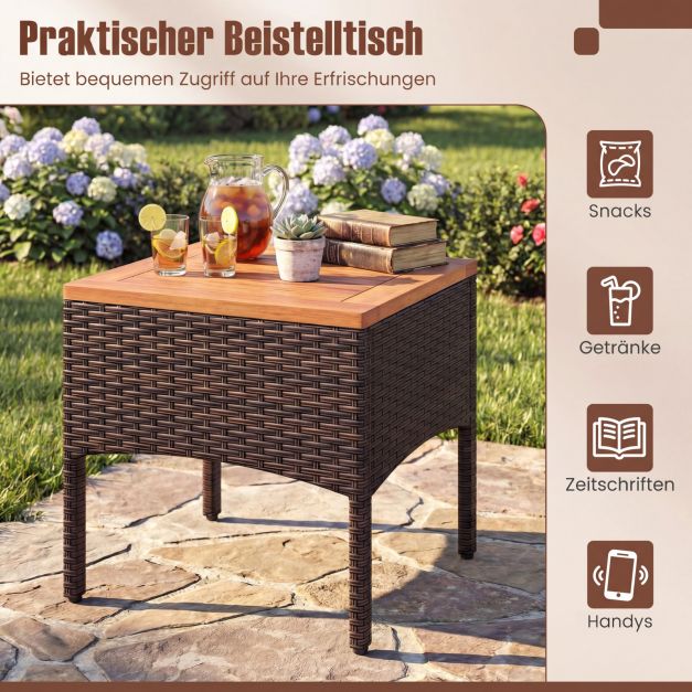 Ensemble de jardin Coast en rotin, 3 pièces – Chaises 60,5 x 60 x 73 cm – Marron