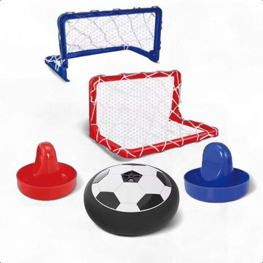 Tech Essentials® Mini Airhockey Game Football Edition - Hover Ball - Jeux pour enfants - Jouets de vacances - Jeux de voyage - Football de table - Tous âges - Intérieur - Palet - Table de jeu - Rouge et bleu
