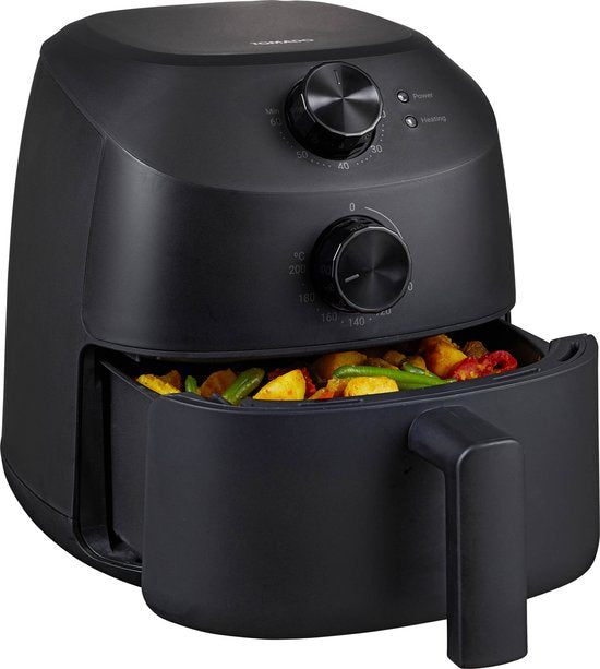 Tomado TAF2001B - Mini Airfryer - Capacité de 2 litres - Pour 1 ou 2 personnes - Petite friteuse à air chaud - Sans PFAS - Noir