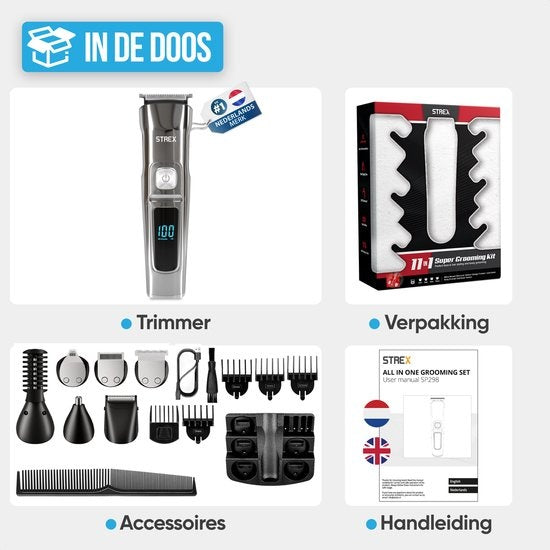 Strex Beard trimmer - 14 in 1 Set - Sans fil et résistant à l'eau - Multigroomer / Bodygroomer / Trimmer