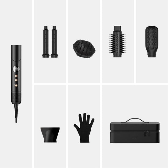 MAE® Airstyler PRO II + Diffuseur - Fer à friser 6 en 1, sèche-cheveux multifonction - Appareil de coiffure - Brosse à boucler et brosse lissante