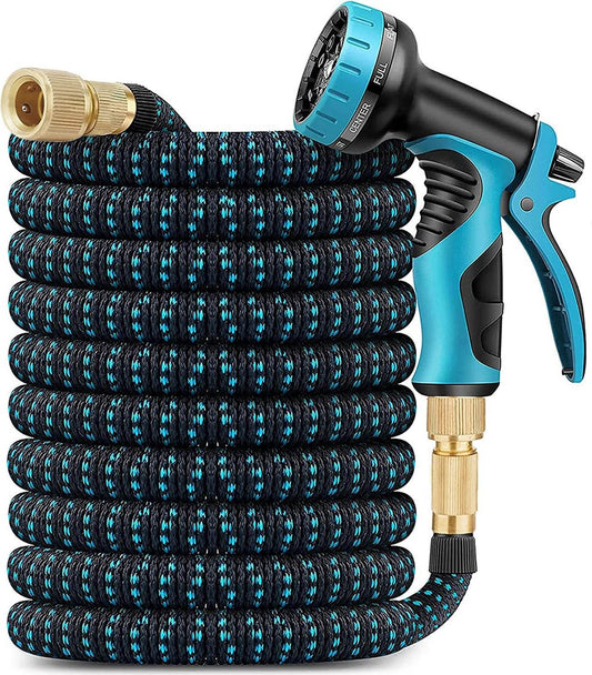 MM Brands Flexibele Tuinslang tot 15m - 10 sproeistanden - Zwart en Blauw
