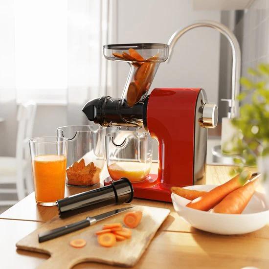 KitchenBrothers Extracteur de jus - Compact - Presse-agrumes - Presse-légumes et fruits - 45 mm - 500 ml - Rouge