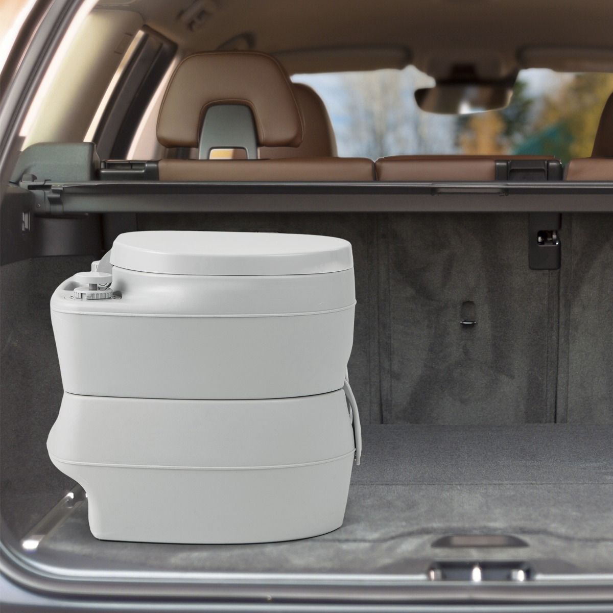 Toilette de camping portable Coast - Réservoir d'eau 20L détachable - avec pompe de chasse d'eau - 45 x 40 x 42 cm - Gris