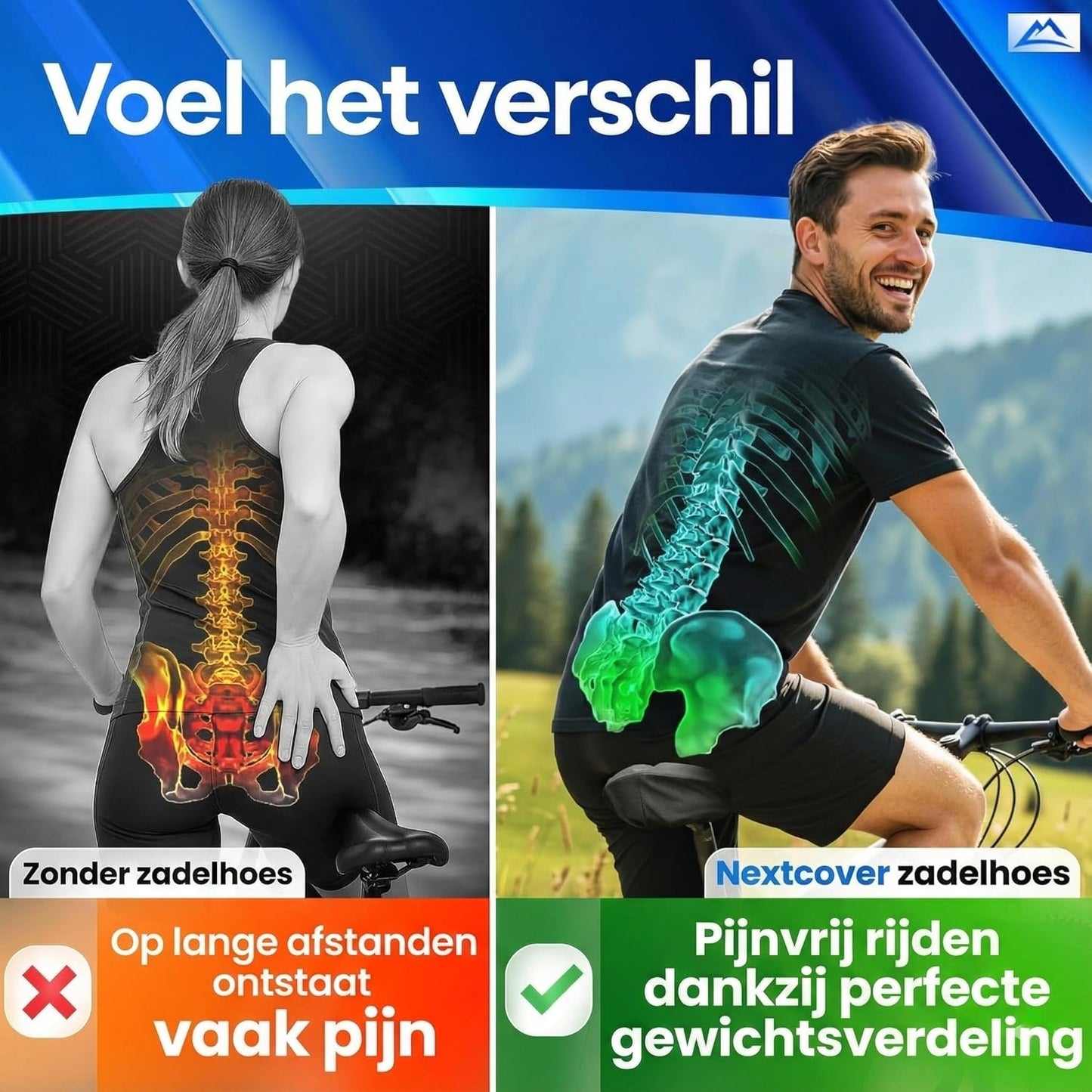 Housse de selle Nextcover avec Memory Foam 4.0 et coussin ergonomique en gel – housse de selle universelle et confortable pour vélos de randonnée, pour femmes et hommes