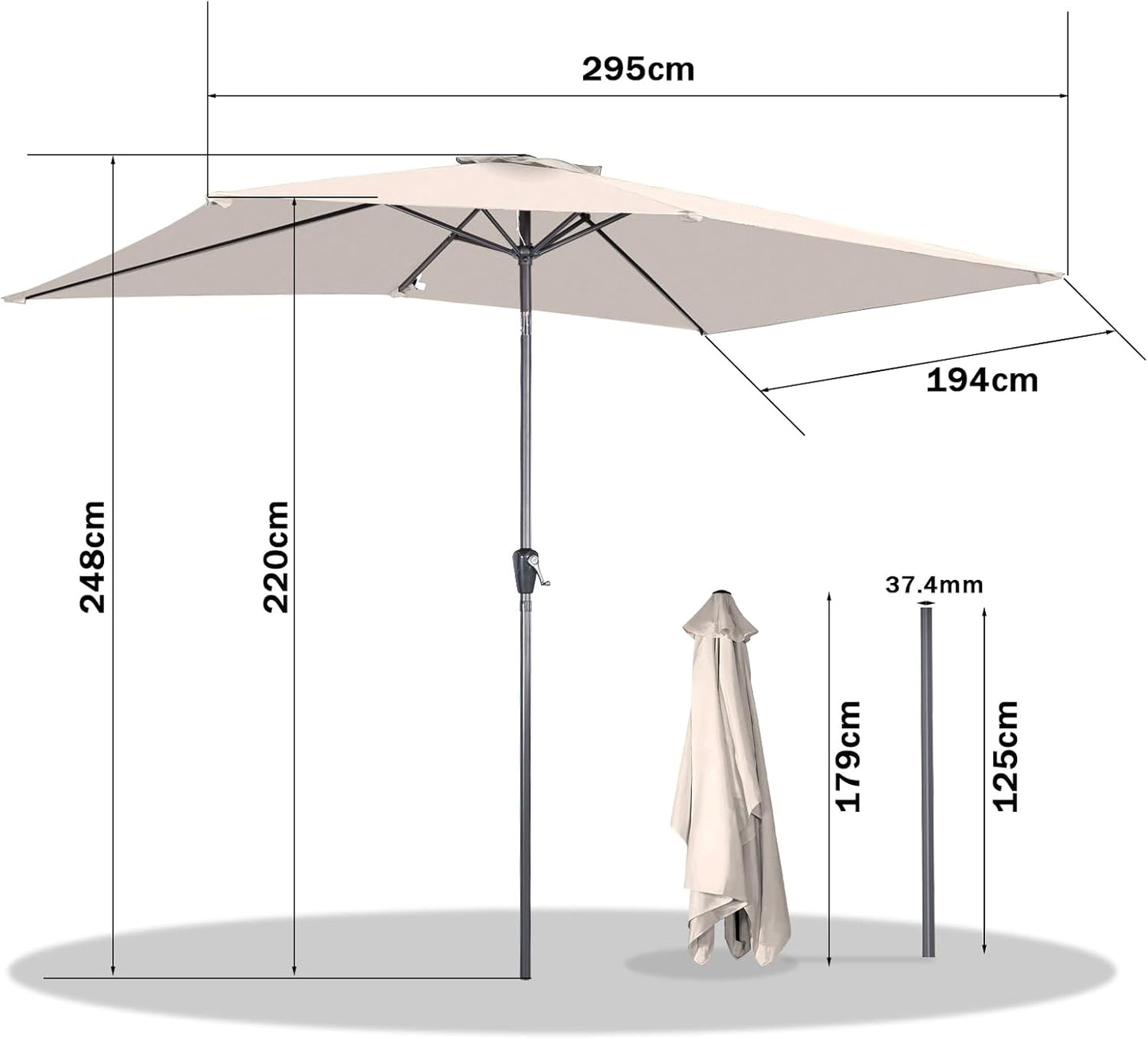 Angel Living Parasol - Rectangulaire - 200 x 300 cm - Beige